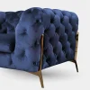 Modern Dark Blue Fabric Sofa Set
