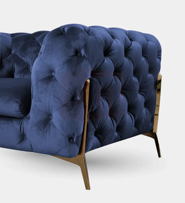 Modern Dark Blue Fabric Sofa Set