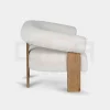 Modern Off-White Fabric + Oak Loveseat