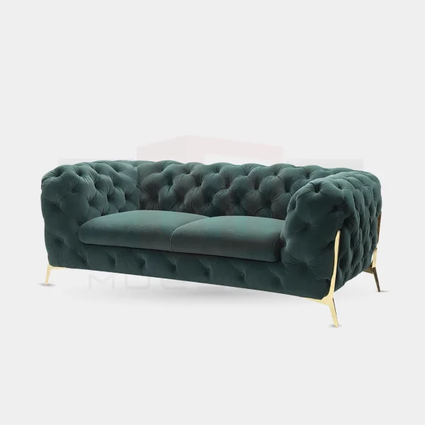 Transitional Emerald Green Fabric Sofa