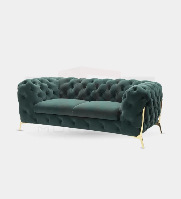 Transitional Emerald Green Fabric Sofa