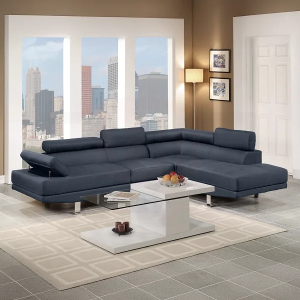 Dark Blue Sectional Sofa Set