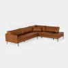 Modern Cognac Leather Sectional Sofa